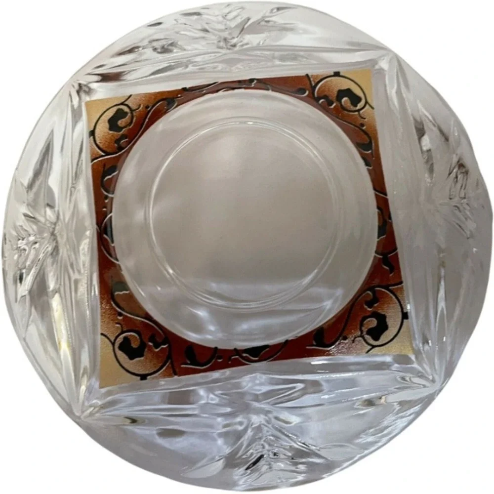 Turkish  Tea Set  Clear Amber Etched Glass 12pc Set